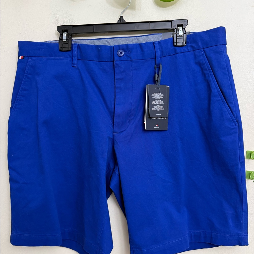 Tommy Hilfiger Flat-Front Chino Shorts - Blue